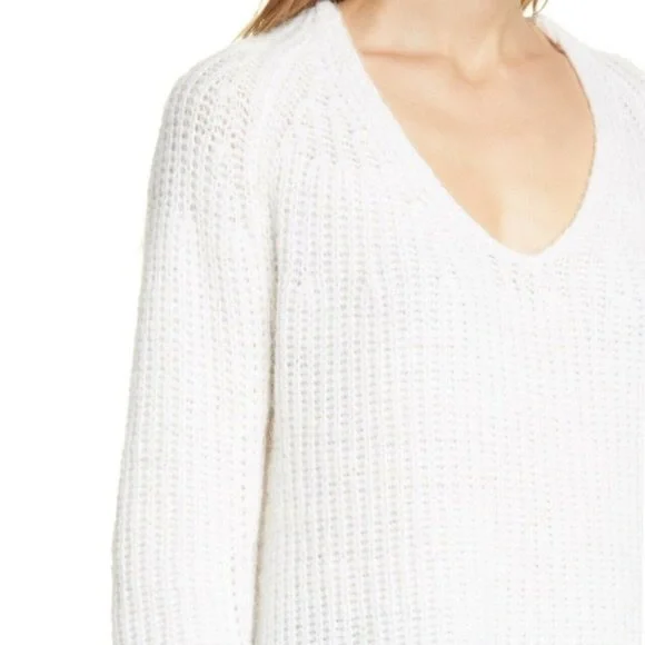 RAG & BONE Joseph Wool Blend V Neck White Sweater - Picture 4 of 7